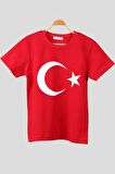Türk Bayraklı T-shirt Kız ve Erkek Çocuk Unisex Bayram Tişörtü