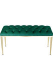 Bella Gold Bench Kapitoneli Chester Model Yeşil Puf