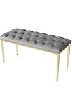 Bella Gold Bench Kapitoneli Chester Model Gri Puf
