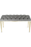 Bella Gold Bench Kapitoneli Chester Model Gri Puf