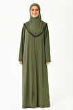 Kendinden Örtülü Fermuarlı Namaz Elbisesi – Yeşil