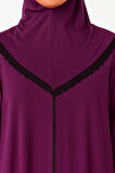 Kendinden Örtülü Fermuarlı Namaz Elbisesi – Mor