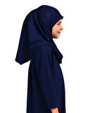 Penye Kendinden Başörtülü Çocuk Namaz Elbisesi Lacivert/ 6-7-8 yaş