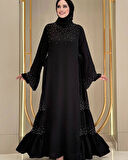 Taş İşleme Detaylı Sparklin Kumaş Abiye Elbise