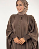 Düğme Detaylı Yarasa Kol Medine İpeği Cilbab