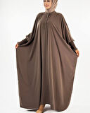 Düğme Detaylı Yarasa Kol Medine İpeği Cilbab