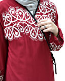 Halkalı Desenli Kruvaze Namaz Elbisesi – Yandan Bağlamalı, Rahat Kesim 36–46 Beden