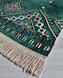 Erkekler için Seccade Takke Tesbih Hediyelik Seti –Kilim Desenli Kadife Astarlı Seccade, 33’lü Erkek Tesbihi, Takke ve Özel Kutu