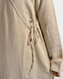 %100 Pamuk Müslin Namaz Elbisesi Yandan Bağlamalı -Terletmeyen Rahat Kumaş, 36-48 Beden, İbadet Kıyafeti