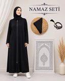 Kadın Namaz Seti Fermuarlı Viskon Namaz Elbisesi Örtü İnci Tesbih Seccade M1001