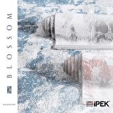 İpek Mekik Halı Blossom Lacivert Ekru Modern Eskitme Halı