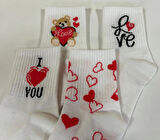 Love Ayıcık Kalp Desenli Çorap 4 Çift