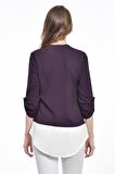 Modkofoni İnci Detaylı Mor Kadın Krep Bluz