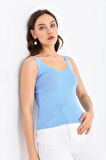 Askılı Merdiven Desenli Kadın Bebe Mavi Crop Triko Bluz