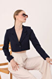 Crop Blazer Ceket- Lacivert