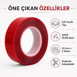 Piton Şeffaf Çift Taraflı Akrilik Montaj Bandı 24 mm x 2 Metre