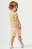 Bebek Çocuk Pamuklu Şortlu 2'li Takım Trend Moda Alt Üst Takım