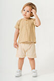 Bebek Çocuk Pamuklu Şortlu 2'li Takım Trend Moda Alt Üst Takım