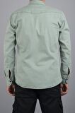 Slim Fit Erkek Kot Gömlek Su Yeşili