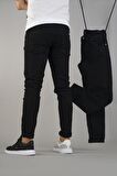 Erkek Slim Fit Dar Kesim Kot Pantolon Siyah