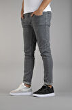 Erkek Slim Fit Dar Kesim Kot Pantolon Gri
