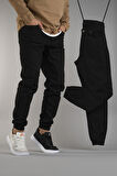 Erkek Slim Fit Dar Kesim Jogger Pantolon Siyah