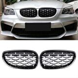 5 SERISI E60 2004-2009 IÇIN UYUMLU DIAMOND PANJUR (BÖBREK) PIANO BLACK ÇERÇEVE