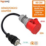Dönüştürücü Adaptör. 380V 32A Güç Kaynaklı Elektrikli Araç MOBİL Şarj Cihazını 220V dönüştürür.