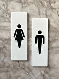 Beyaz Minimal Seri Kadın&Erkek Wc Yönlendime Levha Seti
