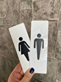 Beyaz Minimal Seri Kadın&Erkek Wc Yönlendime Levha Seti