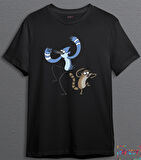BUMETA Regular Show Sürekli Dizi Mordecai Rigby Dans Unisex Tişört 3043S