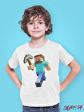 Bumeta Minecraft Steve Karakter Oyun Game Çocuk Tişört T-shirt