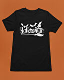 Bumeta Halloween Yarasa Balkabağı Cadı Şapkası ve Süpürge Unisex Tişört T-Shirt