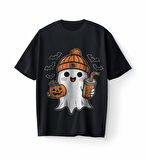 Bumeta Sevimli Hayalet Baskılı Cadılar Bayramı Halloween Oversize Unisex Tişört T-Shirt