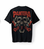 Bumeta Pantera Skull Kuru Kafa Heavy Metal Baskılı Oversize Unisex Tişört T-Shirt