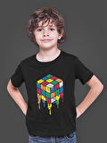 Bumeta Rubik Zeka Küpü Renkli Kombinasyon Akışkan Baskılı Çocuk Tişört T-shirt