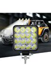 16 Led Ince Slim Kare Çalışma Lambası Off Road Sis Farı 10v-60v 48w (1 ADET)