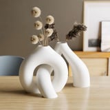 3D Baskı Interlocking Vazo - İç İçe Geçen Dekoratif Vazo-Beyaz