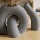 3D Baskı Interlocking Vazo - İç İçe Geçen Dekoratif Vazo-Gri