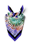 D11 Kadın Turkuaz Etnik Desenli 50x50 Bandana DG01573-22