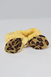 Leopar Desenli Peluş Bandana Makyaj Spa Saç Bandı Sarı