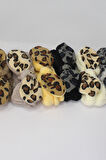 Leopar Desenli Peluş Bandana Makyaj Spa Saç Bandı Sarı