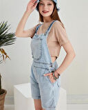 Kadın Mom Jean Şort Salopet