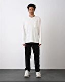 0 Yaka Tek Cep Oversize Erkek Sweatshırt
