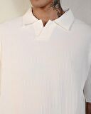 Yakalı Fitilli Oversize Erkek T-Shirt