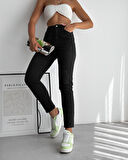 Yüksek Bel Destroylu Likralı Kadın Mom Jean Pantolon