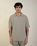 Yakalı Fitilli Oversize Erkek T-Shirt