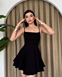 İp Askılı Eteği Fırfırlı Mini Elbise