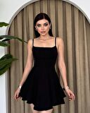 İp Askılı Eteği Fırfırlı Mini Elbise