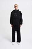 Kapüşonlu Godd And Evıl Baskı Oversize Erkek Sweatshirt